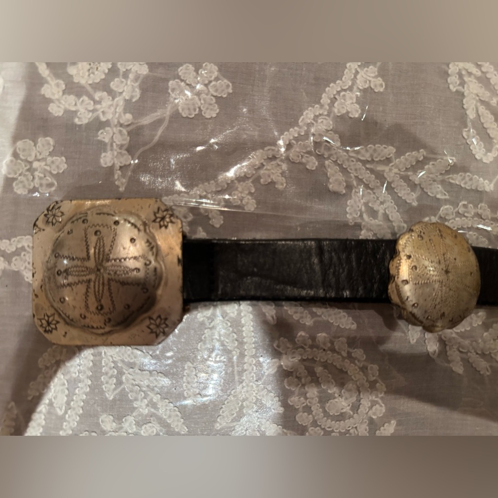 ❤️ RALPH LAUREN Black Leather Belt with Silver Accents - Picture 3 of 16